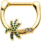 16G 5/16 Clear Gem Gold Tone Retro Palm Tree Cartilage Clicker
