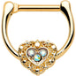 16G 5/16 Aurora Gem Gold Tone Baroque Heart Cartilage Clicker