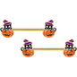 14G 9/16 Gold Hue Black Witch Cat Pumpkin Barbell Nipple Ring Set