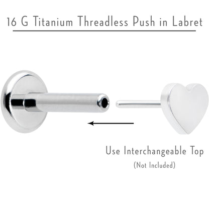 16G 1/4 G23 Titanium Threadless Post Only Labret Tragus