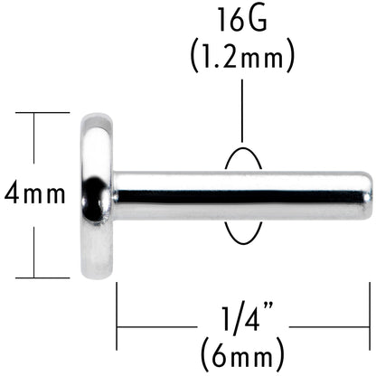 16G 1/4 G23 Titanium Threadless Post Only Labret Tragus
