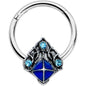 16G 3/8 Blue Gem Rococo Blue Hinged Segment Ring
