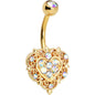 Aurora Gem Gold Tone Baroque Heart Valentines Day Belly Ring