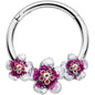 16G 3/8 Red Purple Double Flower Hinged Segment Ring