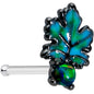 20G 1/4 Green Synthetic Opal Fall Leaf Nose Bone