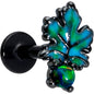 16G 1/4 Green Synthetic Opal Black Fall Leaf Labret Monroe Tragus