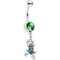 Green Blue Gem Fabulous Frog Dangle Belly Ring