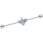14G White Synthetic Opal Elegant Insect Industrial Barbell 38mm