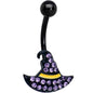 Clear Gem Black Witch Hat Halloween Belly Ring