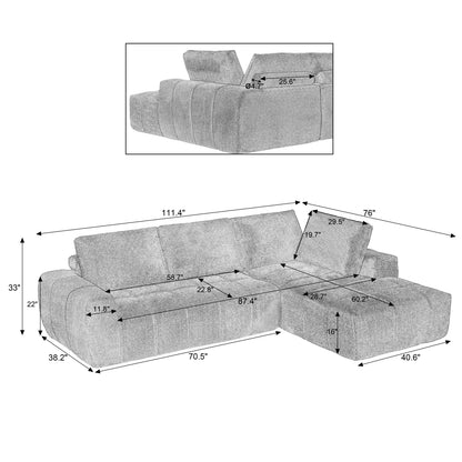 Sectional Sofa L-Shape Faux Fur Dark Blue 4 Seat Sleeper No Assembly