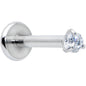 16G 5/16 Clear Gem 2mm Internally Threaded Labret Monroe Tragus