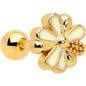 16G 1/4 Gold Tone White Texture Daisy Flower Cartilage Tragus