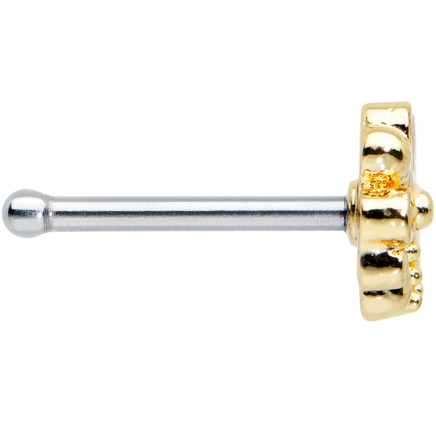 20G 1/4 Gold Tone White Texture Daisy Flower Nose Bone