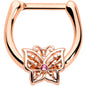 16G 5/16 Pink CZ Gem Rose Gold Tone Butterfly Cartilage Clicker