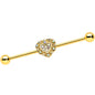 14G Aurora Gem Gold Tone Baroque Heart Industrial Barbell 38mm