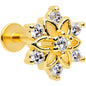 16G 5/16 Clear Gem Gold Tone Flower Snowflake Christmas Labret Tragus