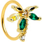 20G 5/16 Clear Green Gem Gold Tone Sunlit Palm Tree Nose Hoop