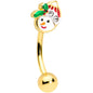 16G 5/16 Clear Gem Gold Tone Happy Snowman Curved Eyebrow Ring