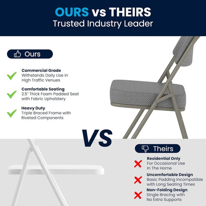 Gray Metal Folding Event Chairs With Cushioned Seats Set Of 2