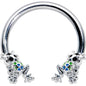 16G 3/8 Black Gem Polka Dot Frogs Horseshoe Circular Barbell