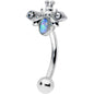 16G 5/16 White Synthetic Opal Insect Curved Eyebrow Ring