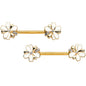 14G 9/16 Clear Gem Gold Tone Feeding Bee Barbell Nipple Ring Set