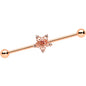 14G Red Gem Rosy Tone Texture Snowflake Industrial Barbell 38mm