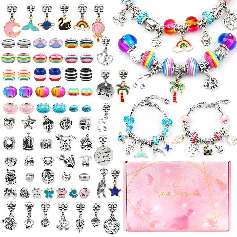 Colorful Glass Childrens DIY  Bracelet Craft Kit