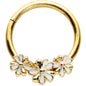 16G 3/8 Gold Tone White Texture Daisy Flower Hinged Segment Ring