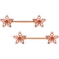 14G 9/16 Red Gem Rosy Hue Texture Snowflake Barbell Nipple Ring Set