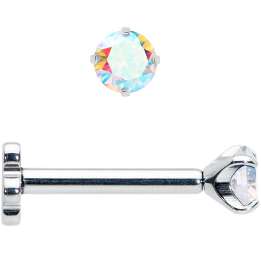 16G 5/16 Aurora CZ G23 Titanium Threadless Flower Labret Tragus