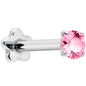 16G 5/16 Pink CZ Gem G23 Titanium Threadless Flower Labret Tragus