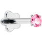 18G 5/16 Pink CZ Gem G23 Titanium Threadless Flower Labret Tragus