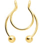 Gold Tone Horseshoe Ball Fake Septum Ring Nipple and Clip on Earring