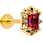16G 5/16 Red Gem Gold Tone Regal Escutcheon Labret Monroe Tragus