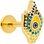 16G 1/4 Gold Tone Bold Peacock Feather Labret Monroe Tragus