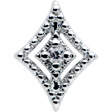 16G 1/4 Clear Gem Deco Textured Rhombus Labret Monroe Tragus