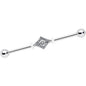 14G Clear Gem Double Rhombus Deco Industrial Barbell 38mm