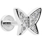 16G 1/4 Clear CZ Gem Butterfly Internally Threaded Labret Tragus