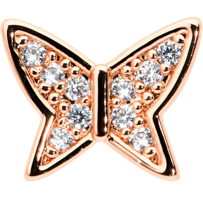 16G 1/4 CZ Gem Rosy Hue Butterfly Internal Thread Labret Tragus