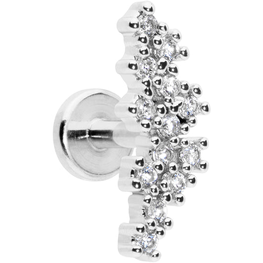 16G 1/4 Clear CZ Gem Texture Arc Internal Thread Labret Tragus
