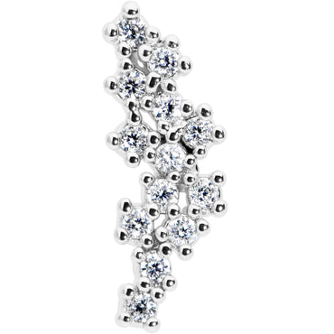 16G 1/4 Clear CZ Gem Texture Arc Internal Thread Labret Tragus