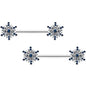14G 9/16 Blue Gem Festive Snowflake Christmas Nipple Ring Set