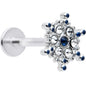 16G 5/16 Clear Blue Gem Festive Snowflake Labret Monroe Tragus