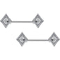 14G 9/16 Clear Gem Double Rhombus Deco Barbell Nipple Ring Set