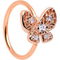 20G 5/16 Clear Gem Rose Gold Tone Airy Butterfly Nose Hoop