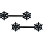 14G 9/16 Clear CZ Gem Black Abstract Sun Barbell Nipple Ring Set