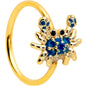 20G 5/16 Black Gem Gold Tone Blue Crab Nautical Nose Hoop