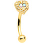 16G 5/16 Aurora Gem Gold Tone Baroque Heart Curved Eyebrow Ring