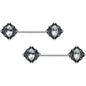 14G 9/16 Clear Gem Rhombus Retro Barbell Nipple Ring Set